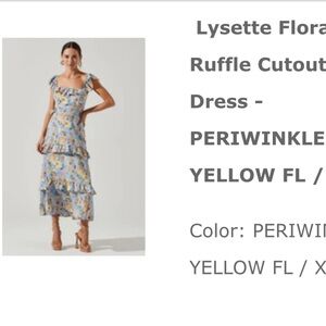 Astr Floral Ruffle Midi Dress - Blue and Yellow